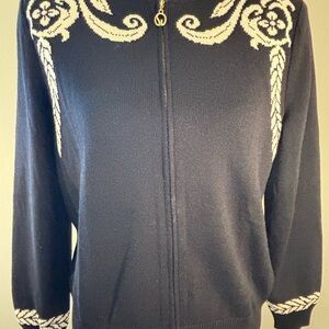 St. John Black and White Cardigan Sweater